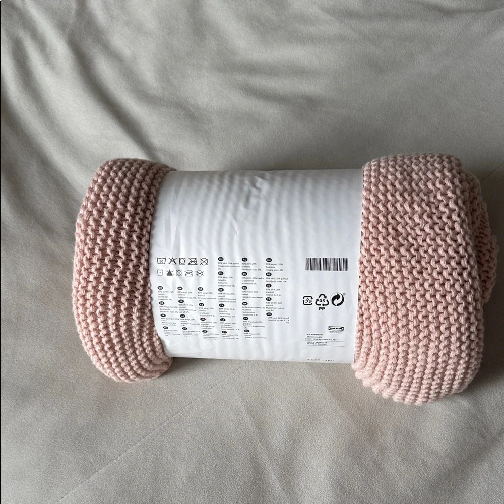 Pink Knitted Ikea Ingabritta Throw Blanket 51x67 inch
